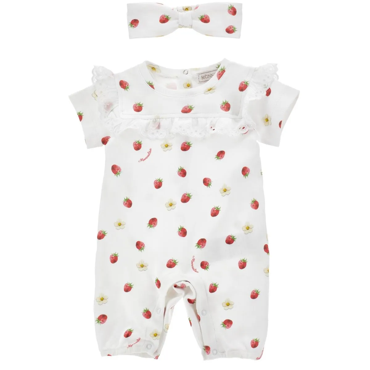 Strawberry and Lace Romper Set