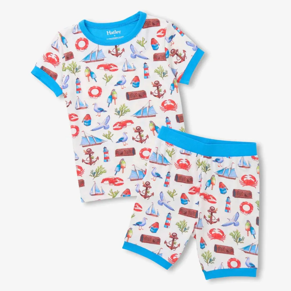 Boys Painted Seascape Bamboo Short Pyjama Set