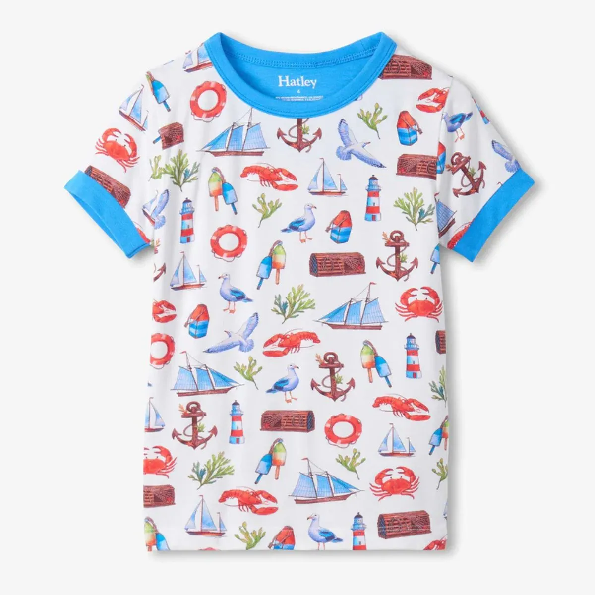 Boys Painted Seascape Bamboo Short Pyjama Set - Image 2