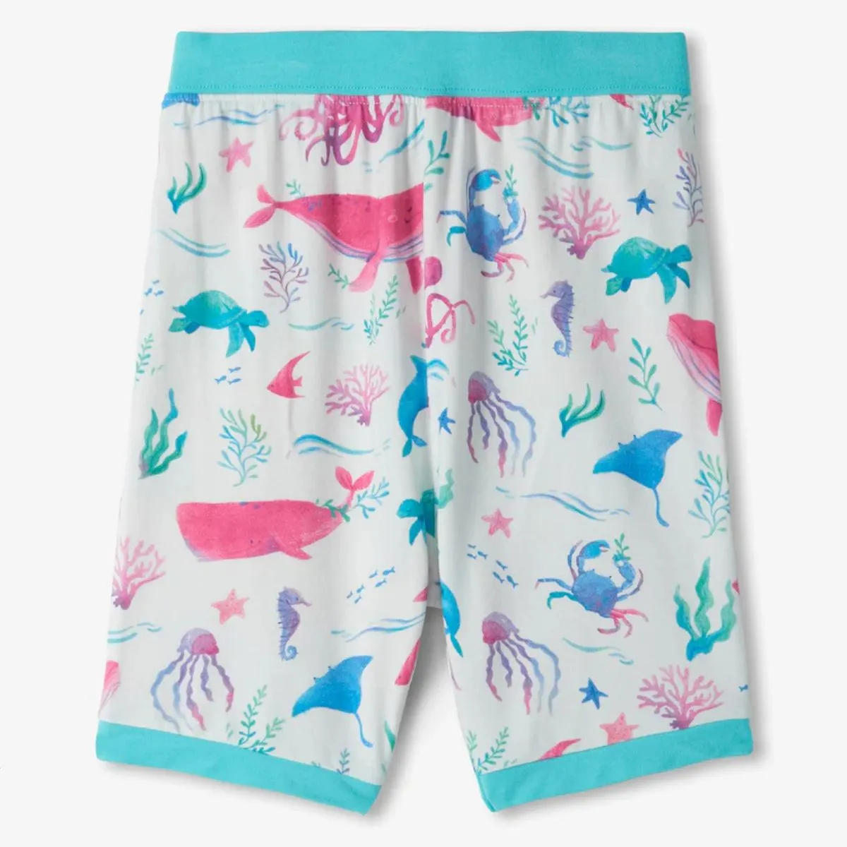 Girls Painted Sealife Bamboo Short Pyjama Set - Image 3