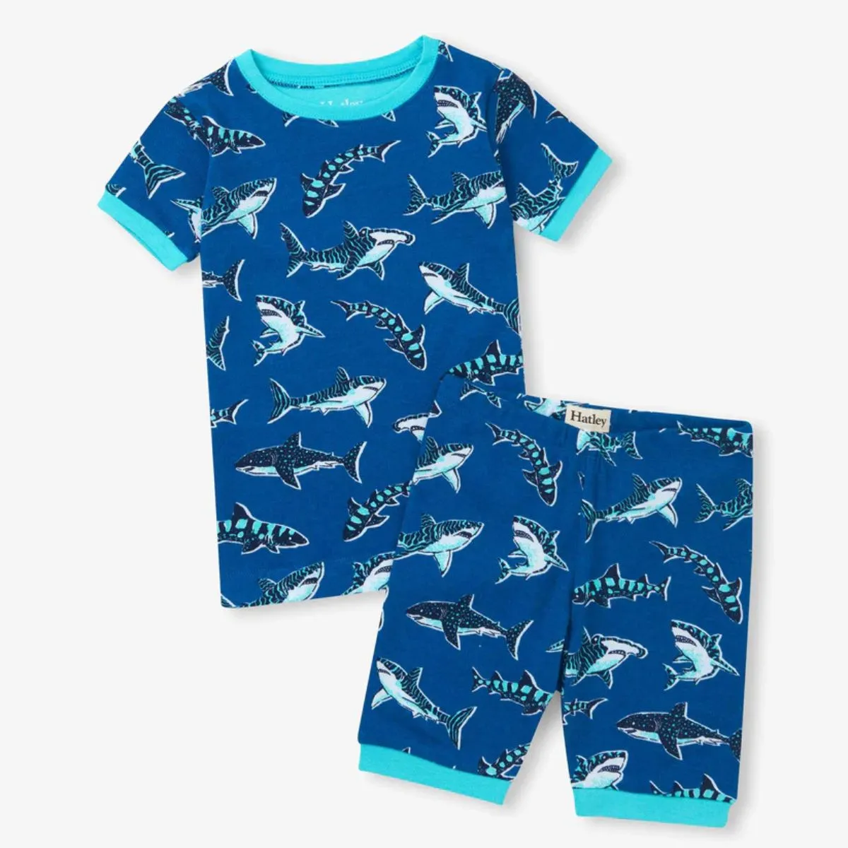 Boys Patterned Sharks Cotton Short Pyjama Set
