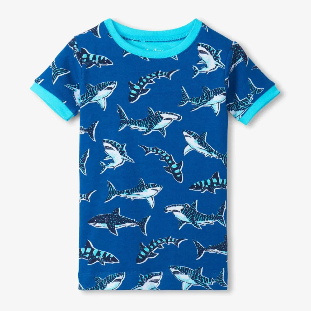 Boys Patterned Sharks Cotton Short Pyjama Set - Image 2