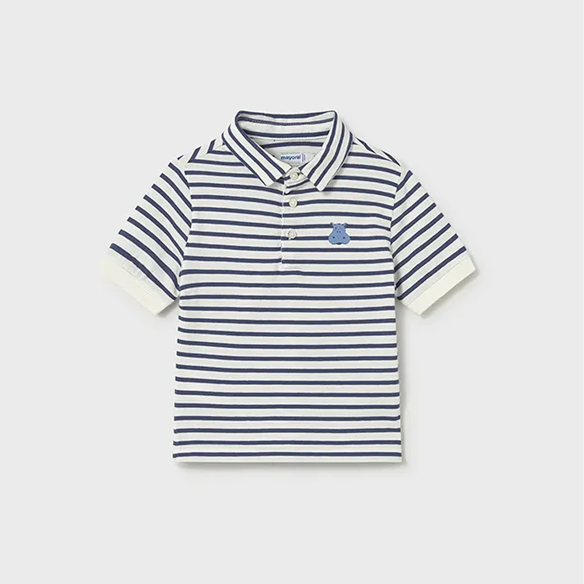 Embroidered striped short sleeve polo