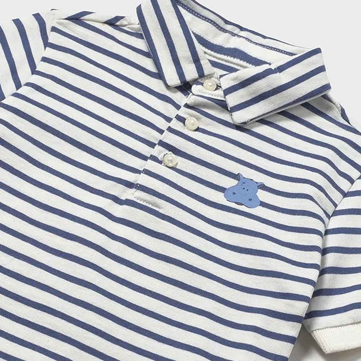 Embroidered striped short sleeve polo - Image 3
