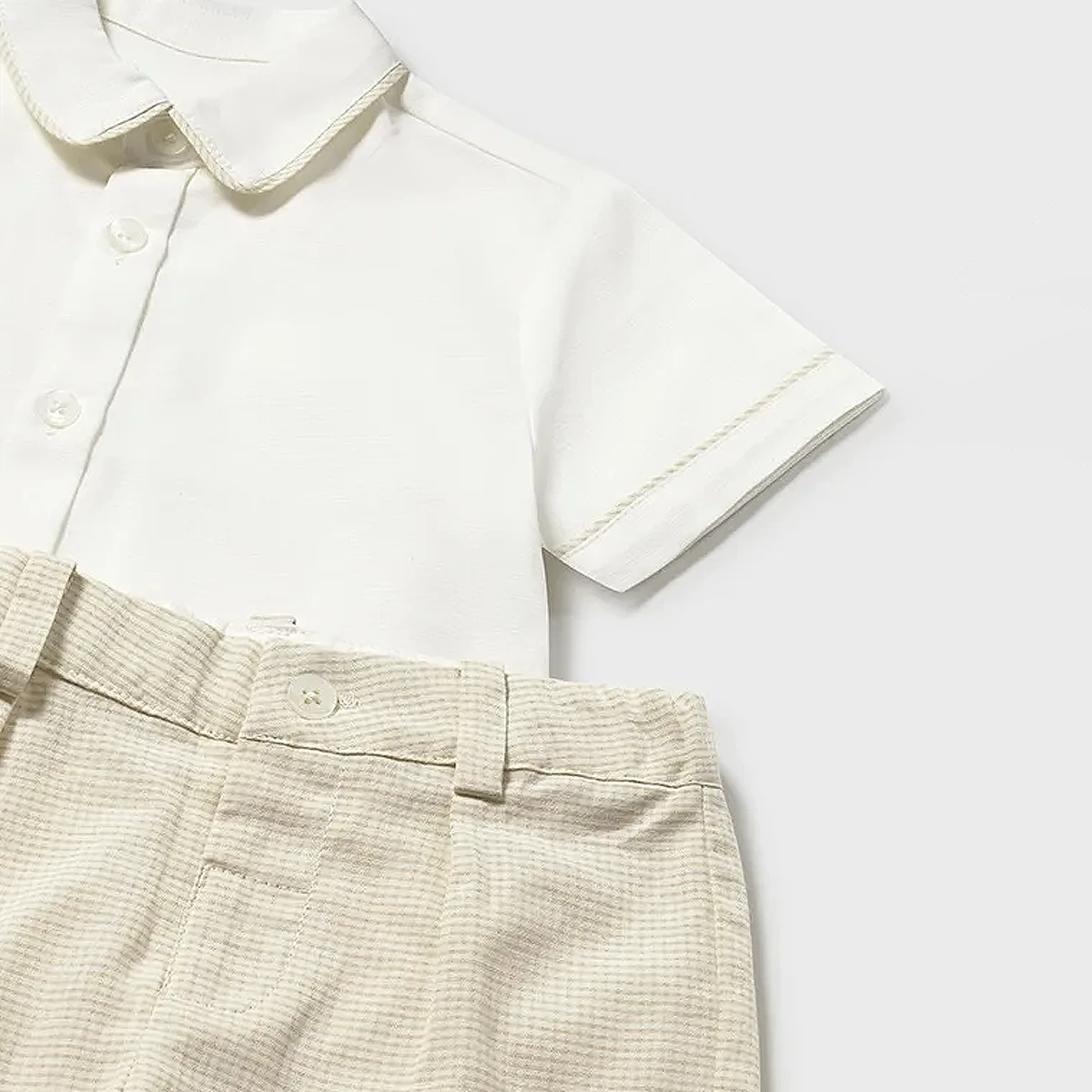 Linen suiting bermuda set oat - Image 3