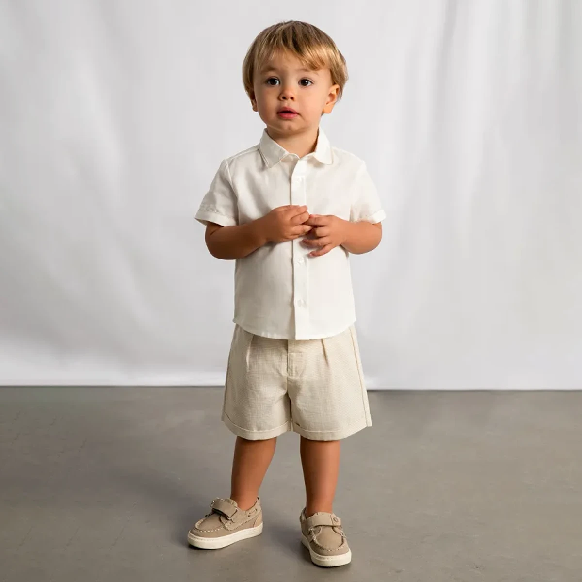 Linen suiting bermuda set oat - Image 4