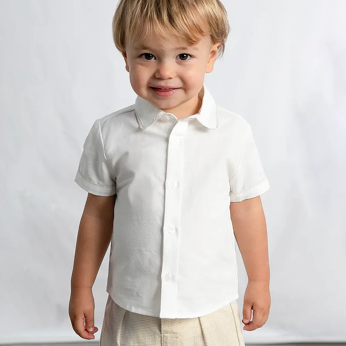 Linen suiting bermuda set oat - Image 5