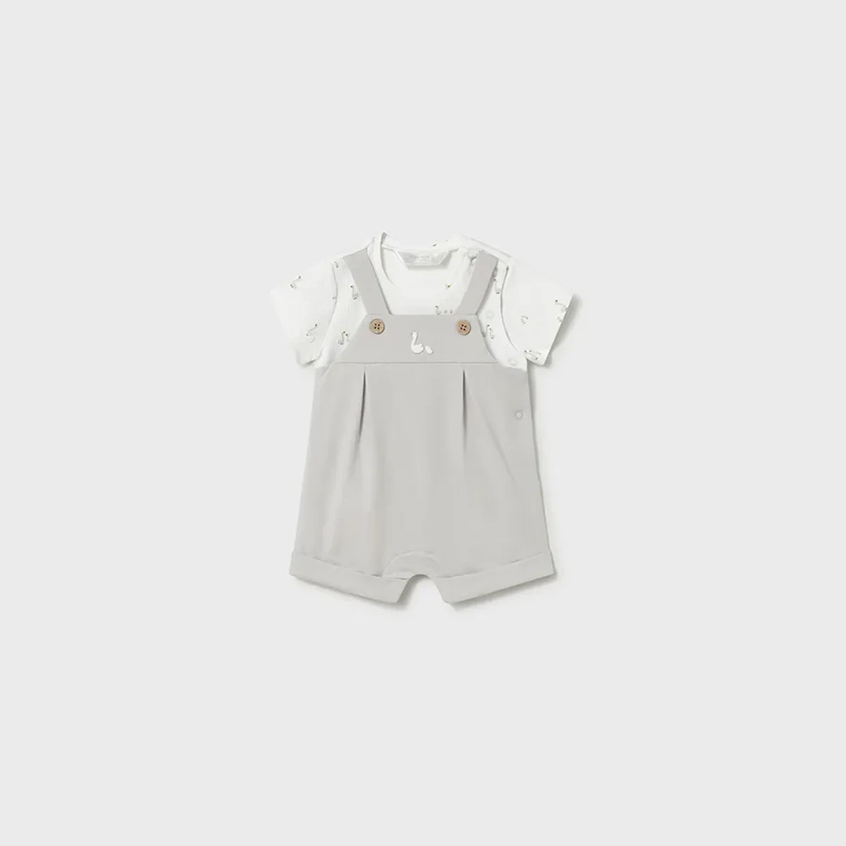 2-piece silver duck design short romper