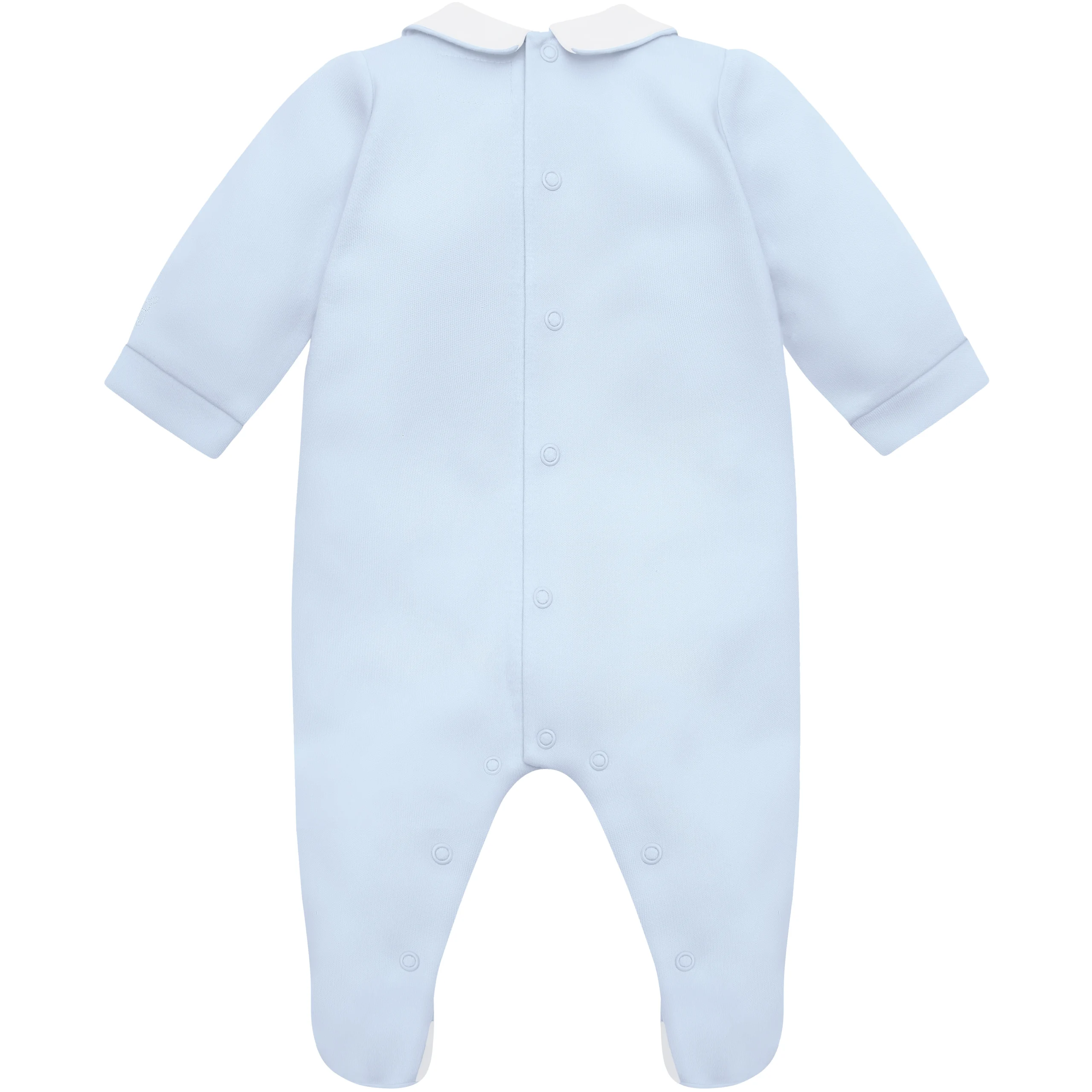 Lionel Boys Blue Babygrow With Teddy Embroidery & Hat - Image 2