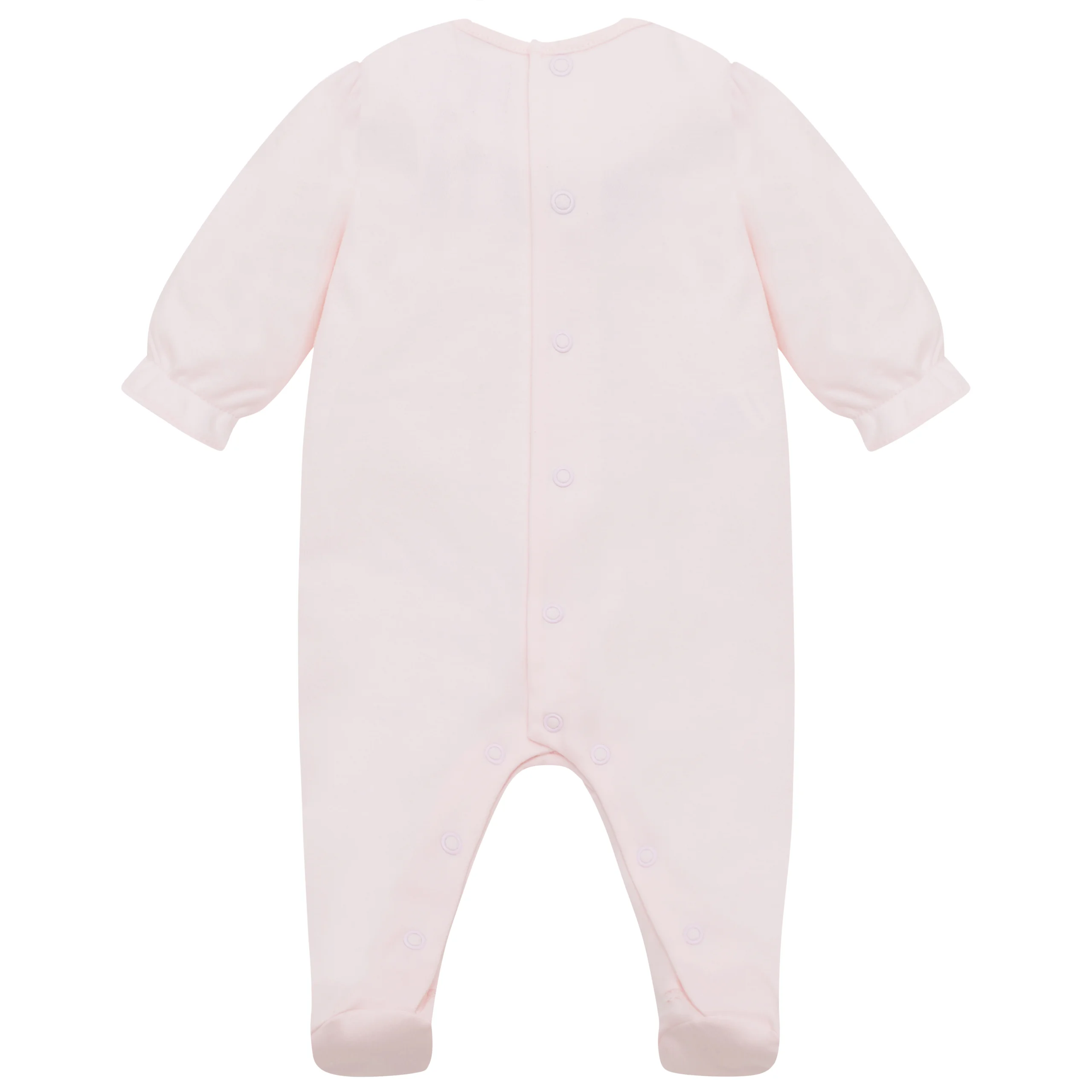 Lisa Girls Pink Cotton Babygrow With Detachable Bib - Image 4