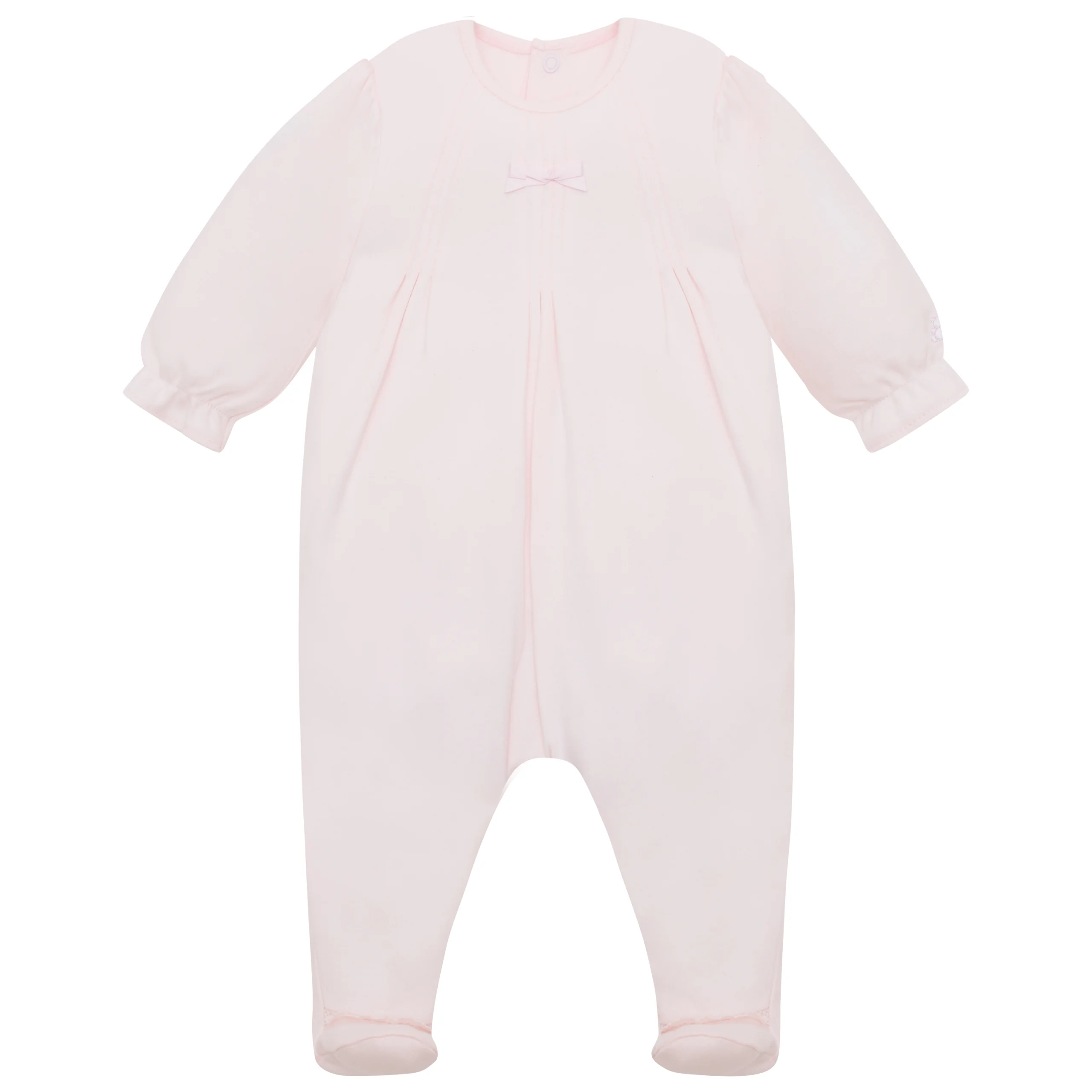 Lisa Girls Pink Cotton Babygrow With Detachable Bib - Image 3