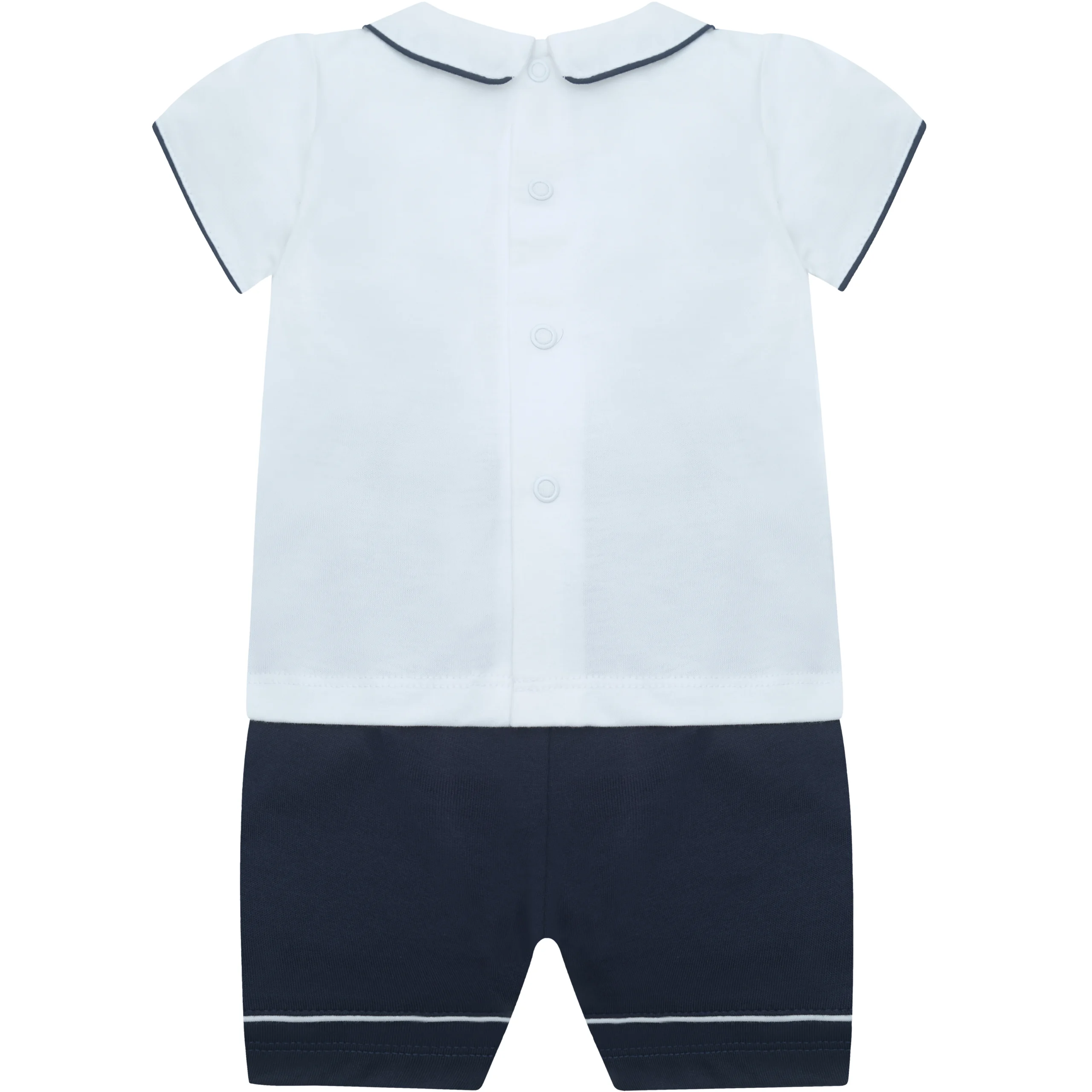 Liam Boys Navy Smart Cotton Summer Outfit - Image 2