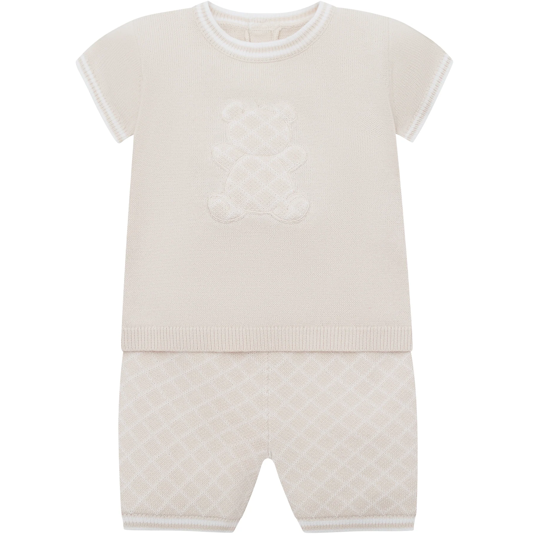 Lennox Boys Stone Teddy Knit Top & Shorts Set