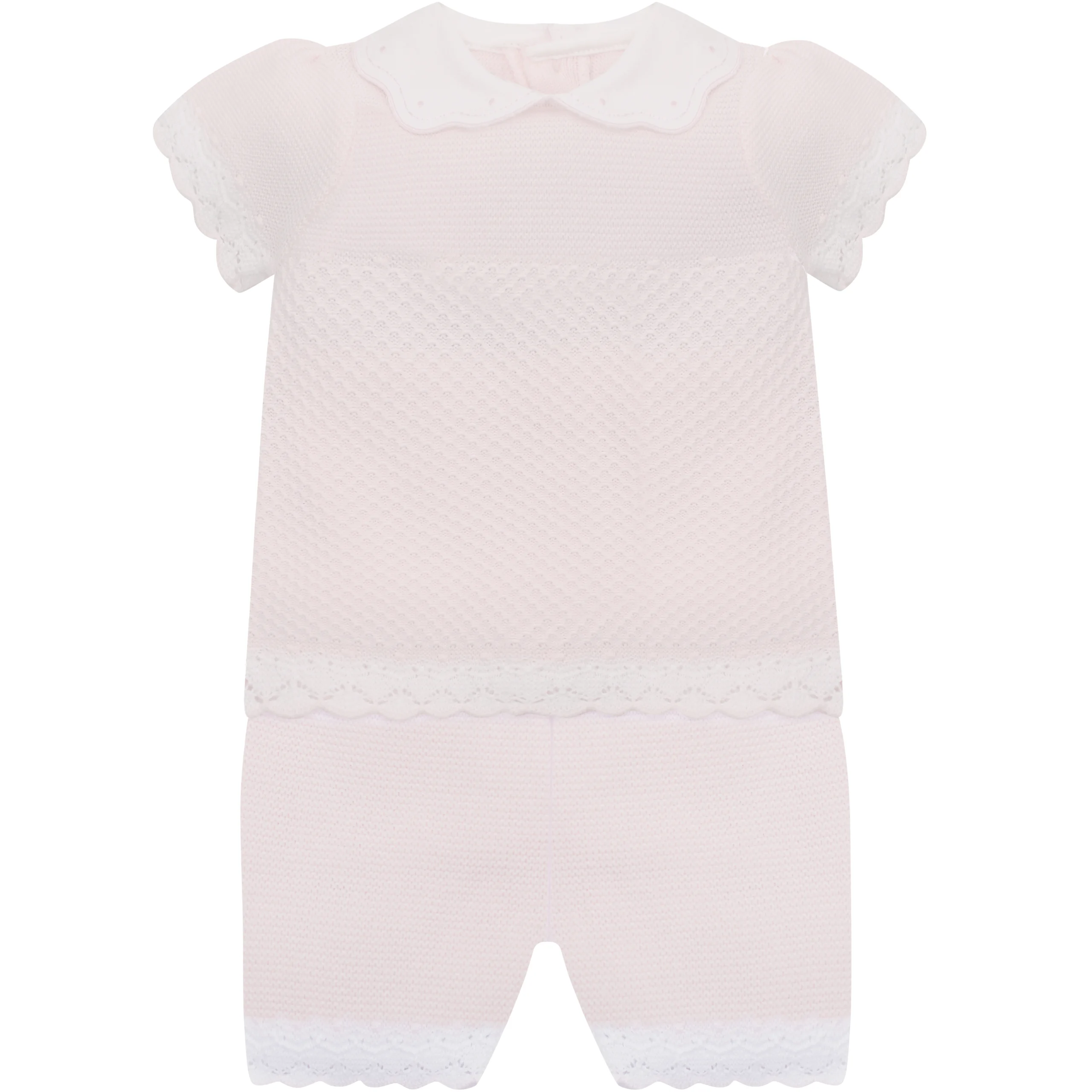 Laura Girls Pink Cotton Knit Top & Shorts Set