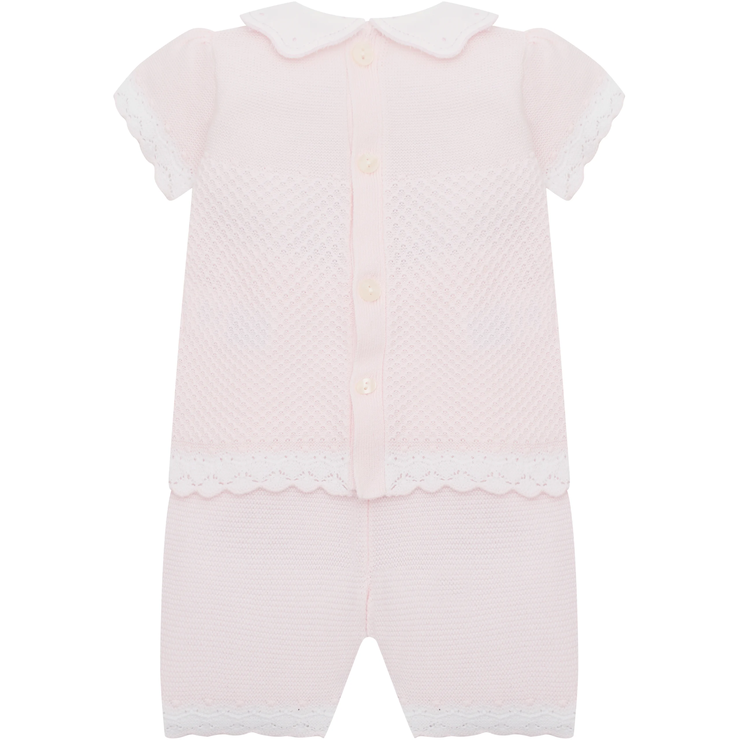 Laura Girls Pink Cotton Knit Top & Shorts Set - Image 2