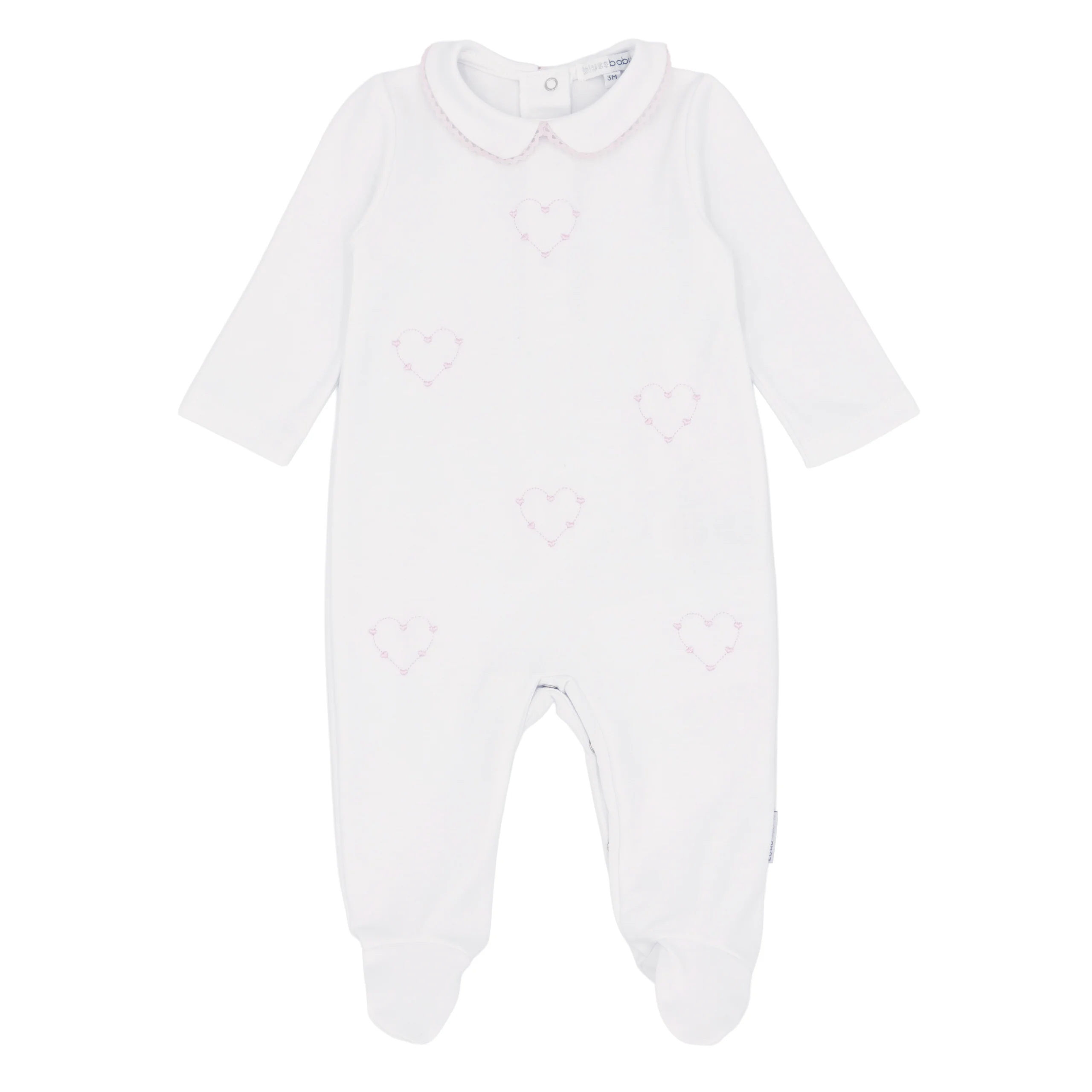 Heart Embroidery White Babygrow