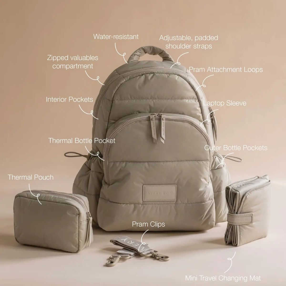 Baby Changing Backpack - Oyster - Image 2
