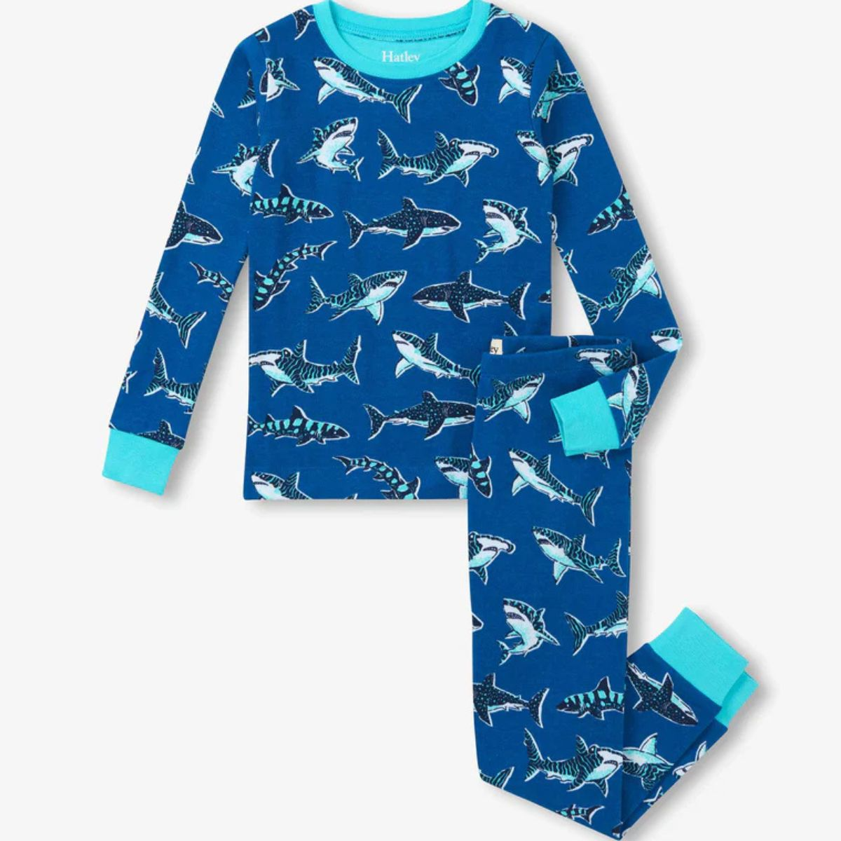 Boys Patterned Sharks Cotton Pyjama Set