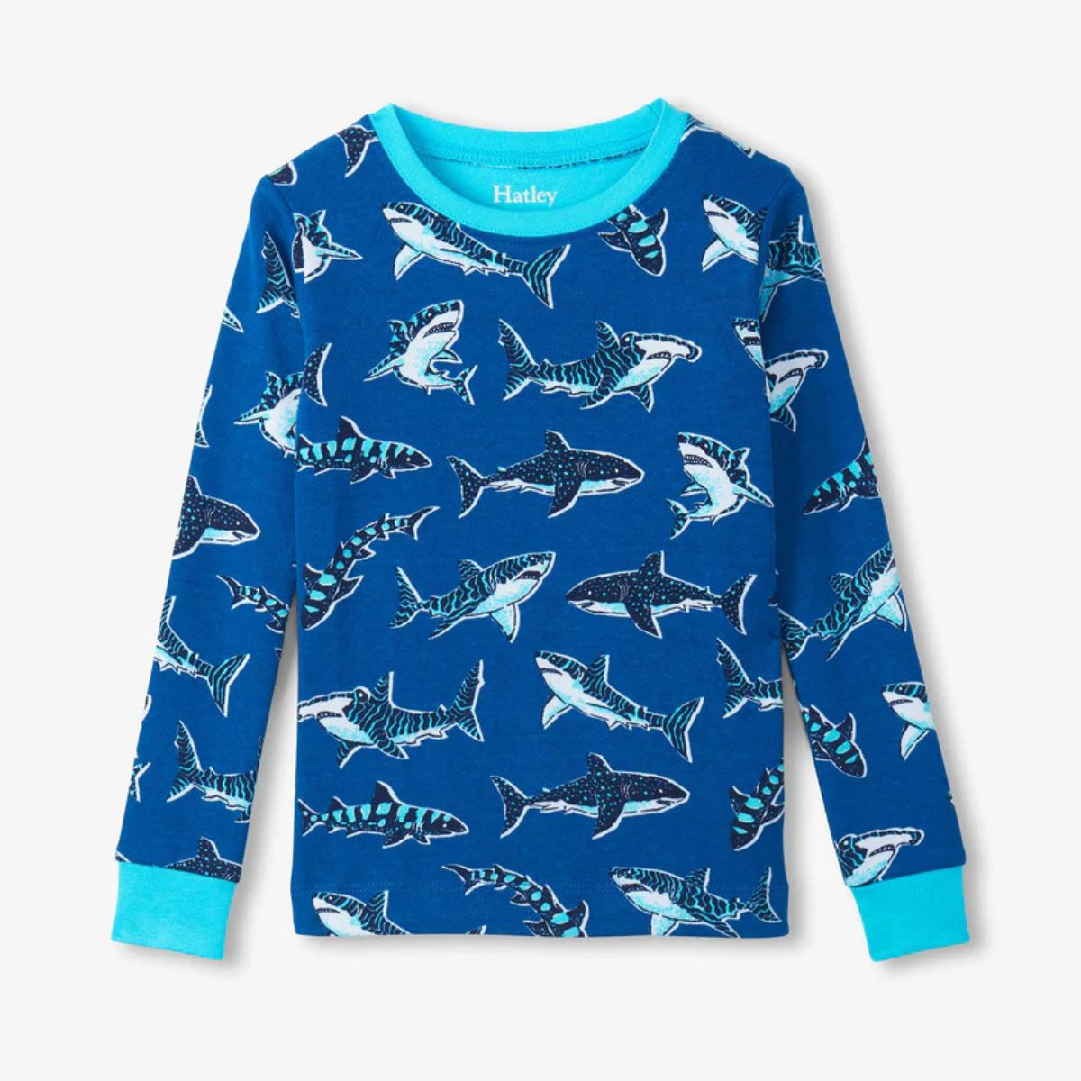 Boys Patterned Sharks Cotton Pyjama Set - Image 2