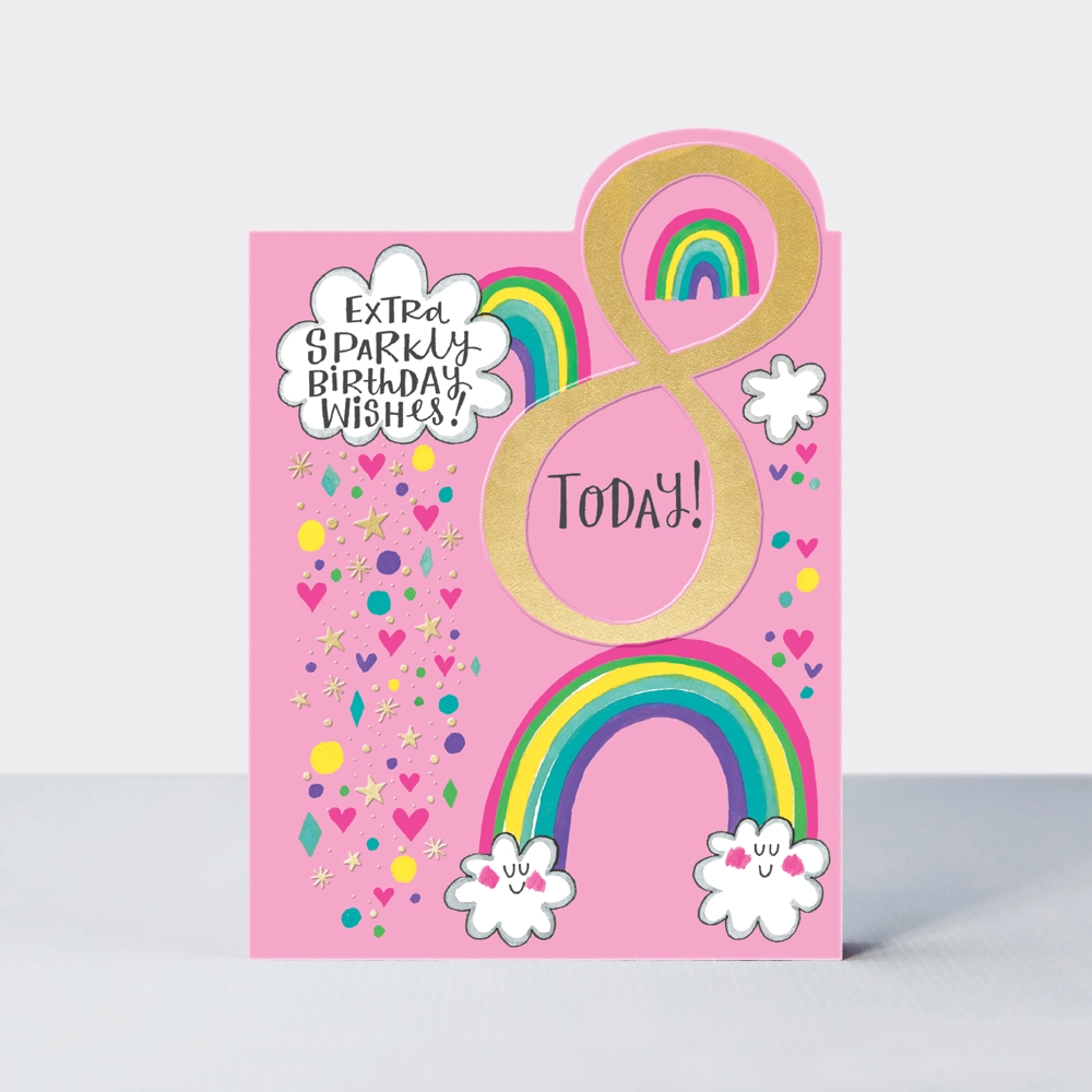 Card - Age 8 Birthday - Rainbows