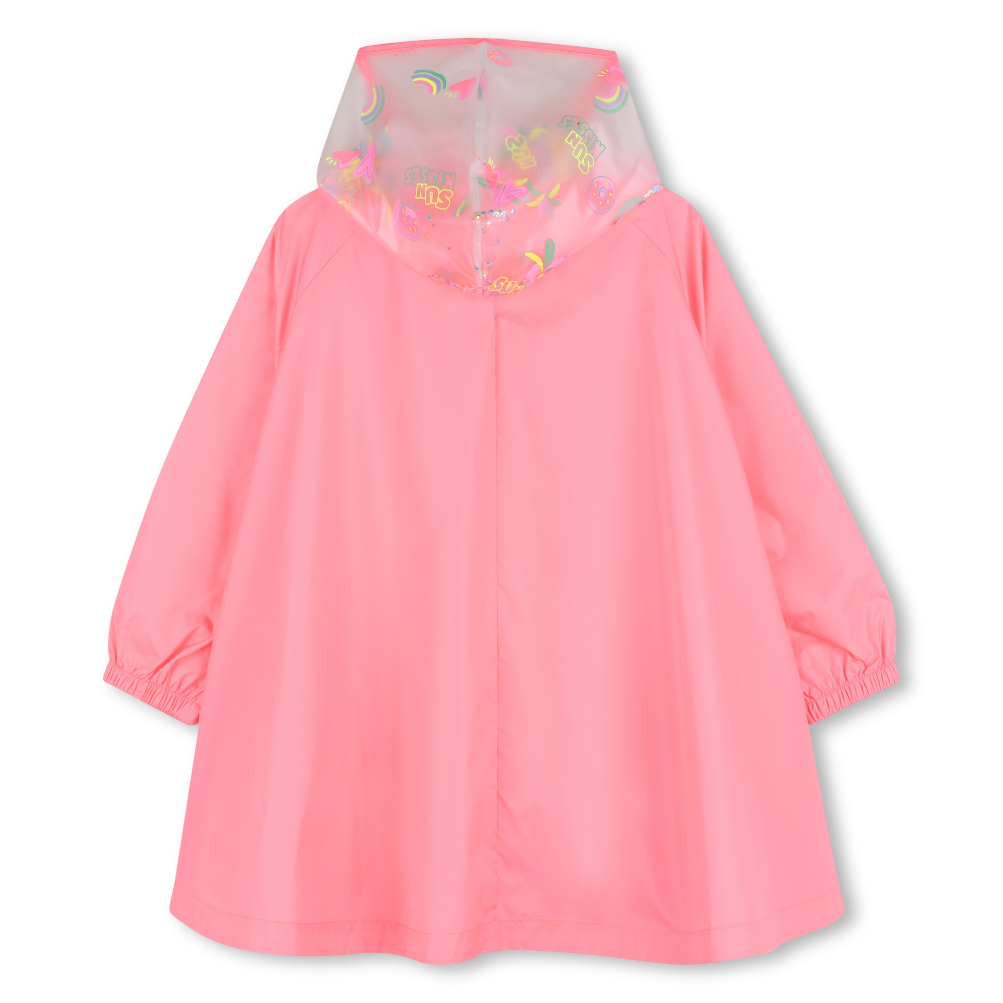 Coral Pink Raincoat with Printed Hood - Image 2