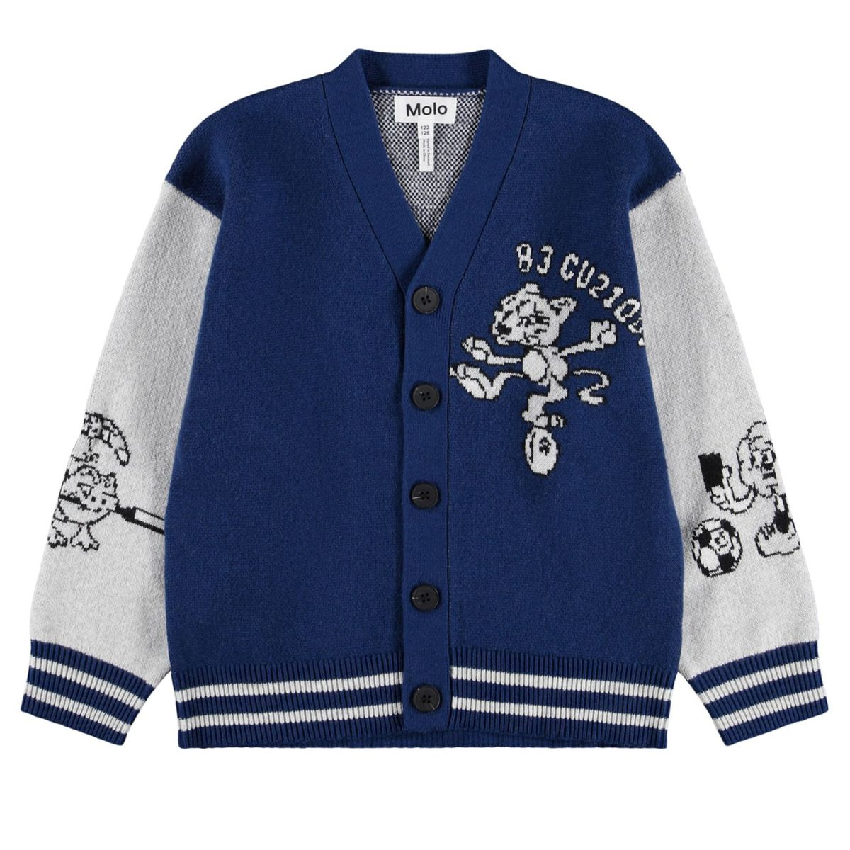 Boys Blue and Grey Cartoon Sports Knit Cardigan