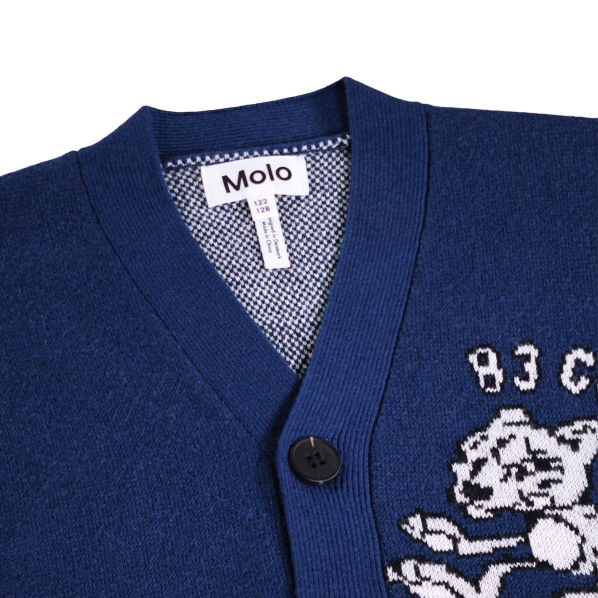 Boys Blue and Grey Cartoon Sports Knit Cardigan - Image 3