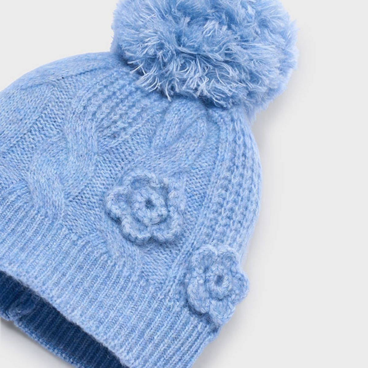 Light Blue 3 Piece Winter Knit Hat Scarf Gloves Set - Image 3