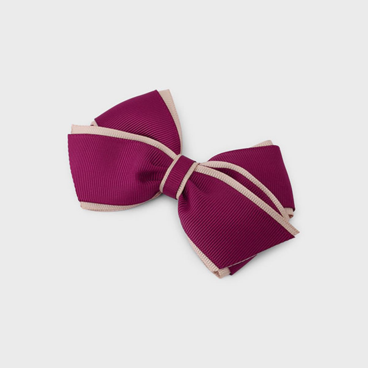 Raspberry & Beige Grosgrain Hair Bow Clip