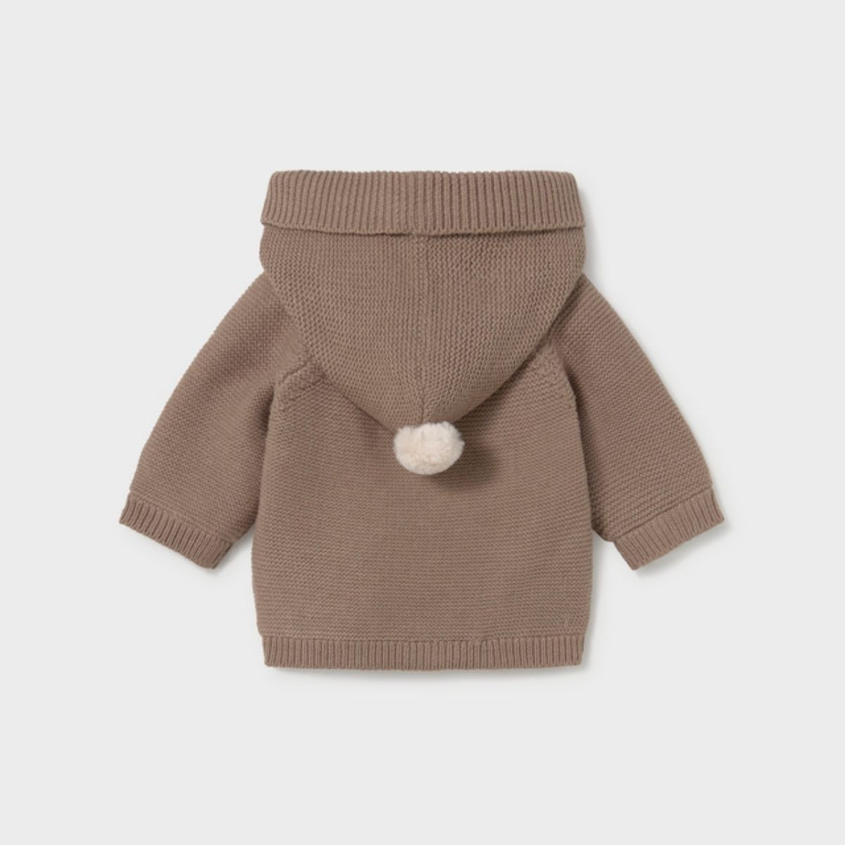 Brown Knit Hooded Cardigan Jacket with Plush Lining - Image 2
