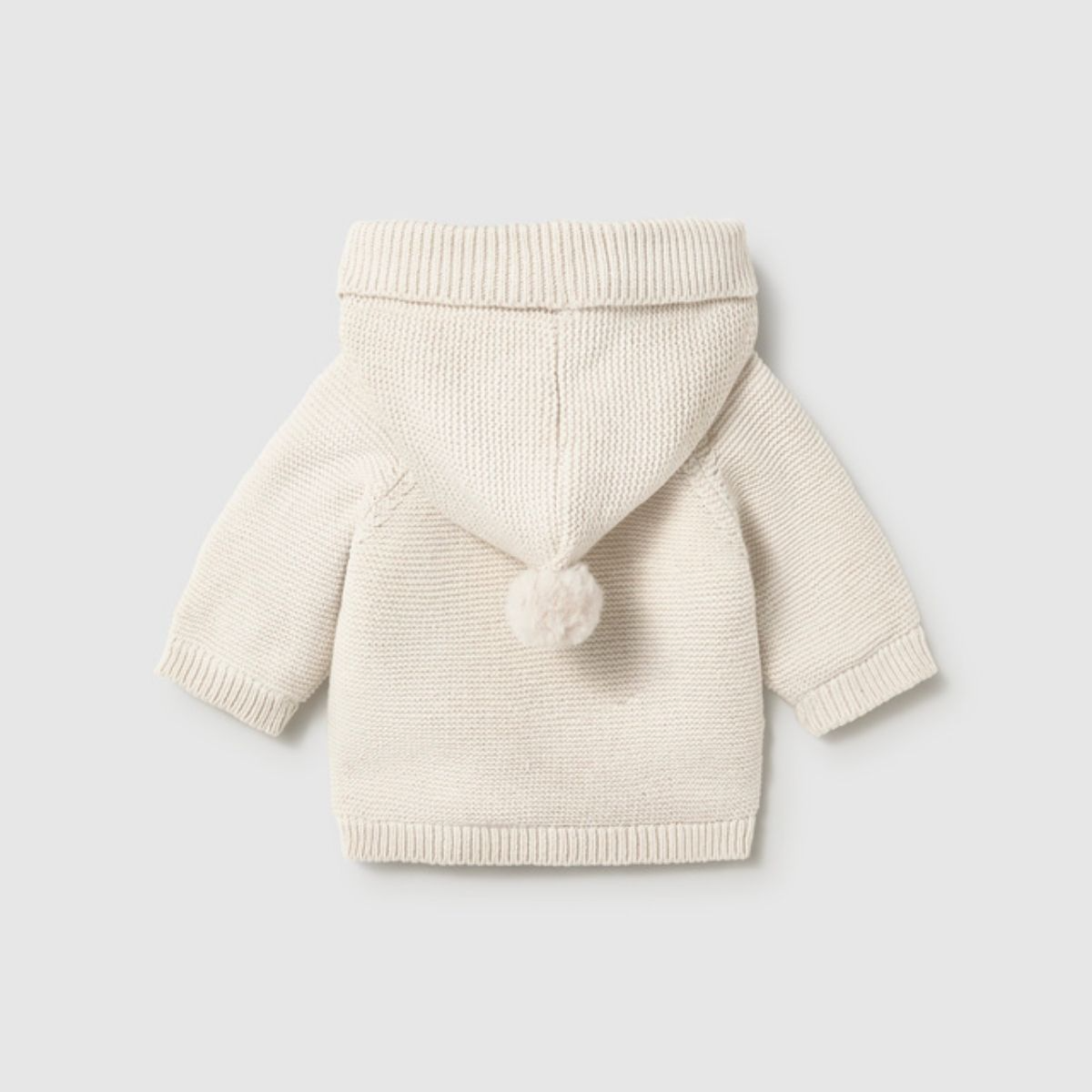Cream Knit Hooded Cardigan Jacket with Plush Lining - Image 2