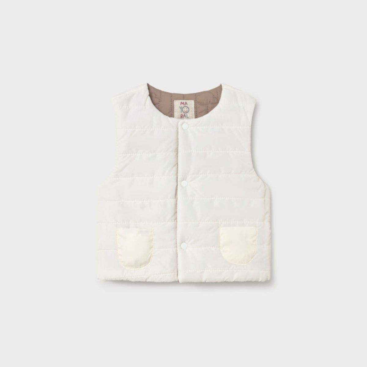 Off-White & Taupe Reversible Puffer Vest