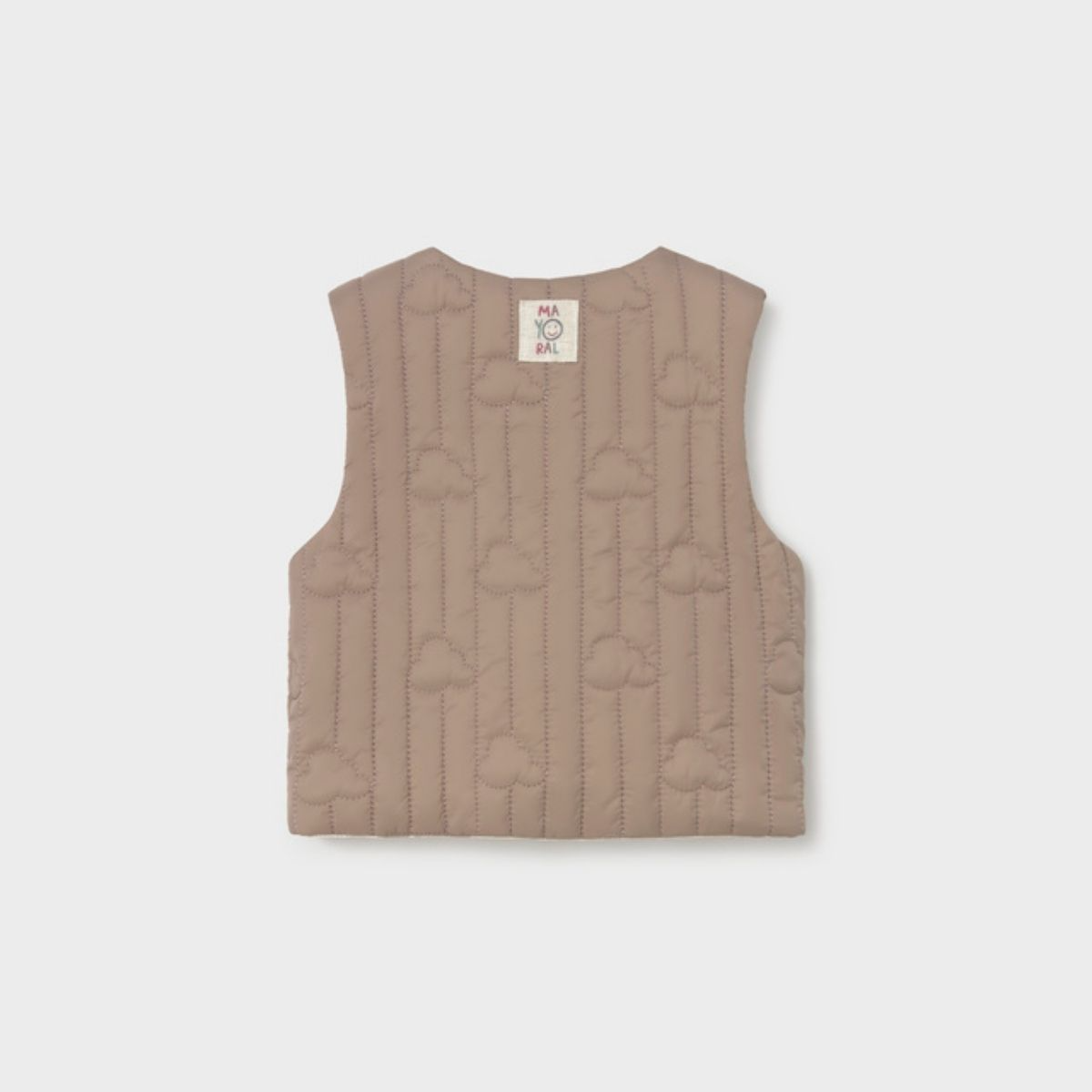 Off-White & Taupe Reversible Puffer Vest - Image 2