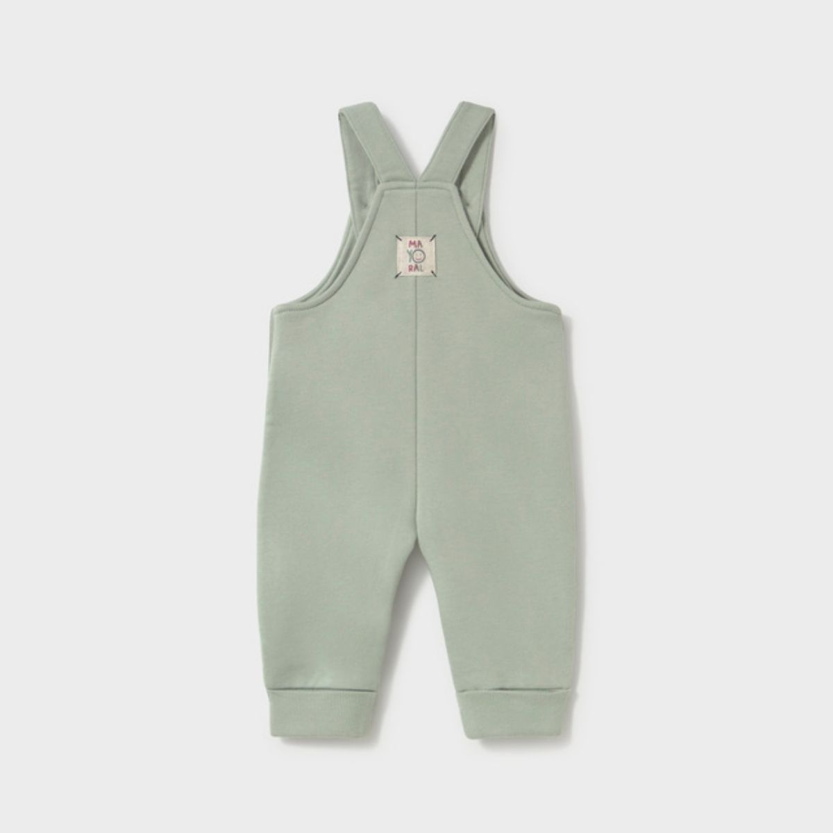 Sage Green Fleece Dungarees with Kangaroo Pocket - Image 2