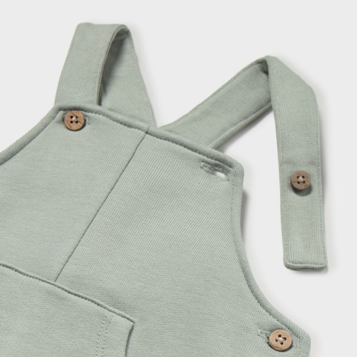 Sage Green Fleece Dungarees with Kangaroo Pocket - Image 3