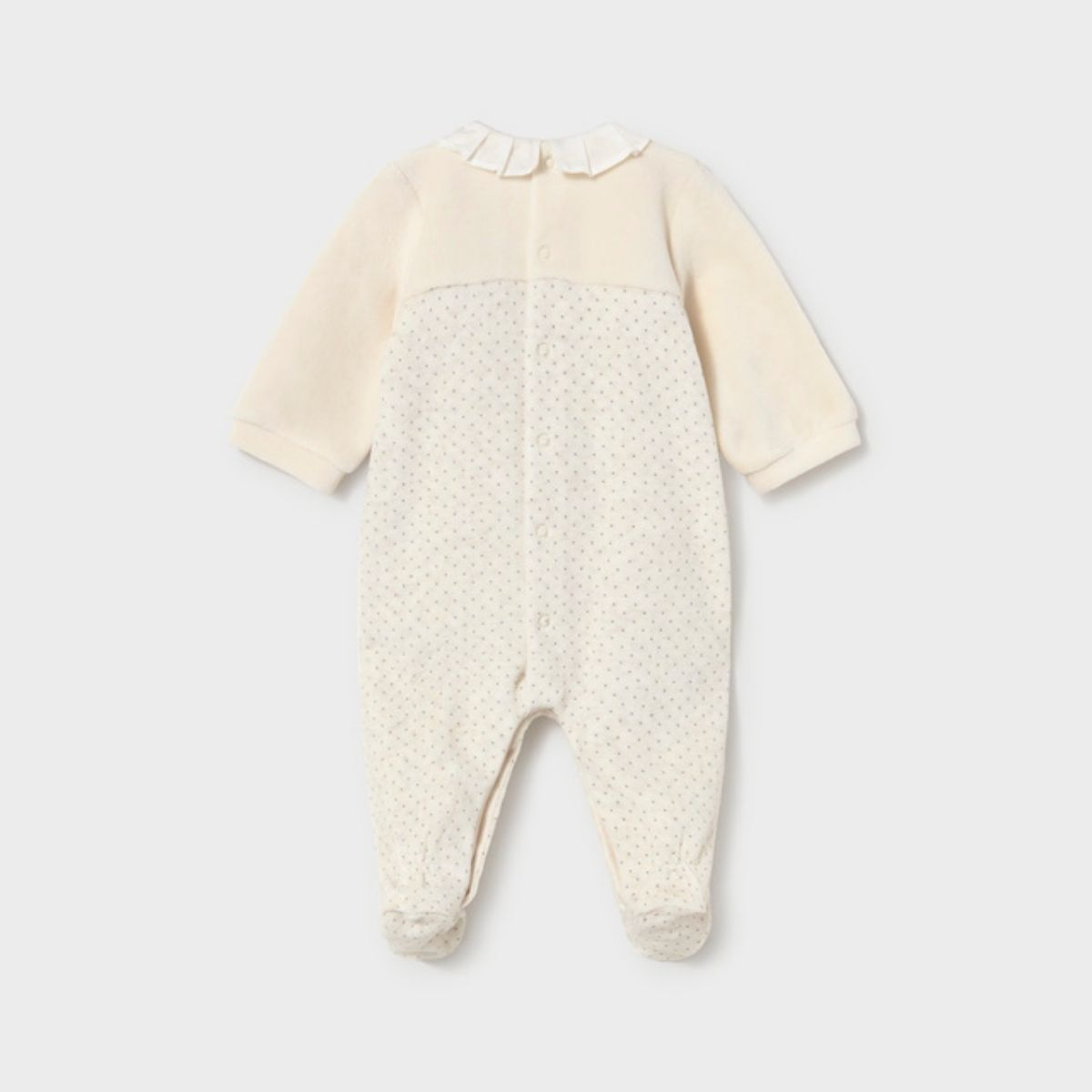 Elegant Velour Footed Onesie Set with Peter Pan Collar - Image 3