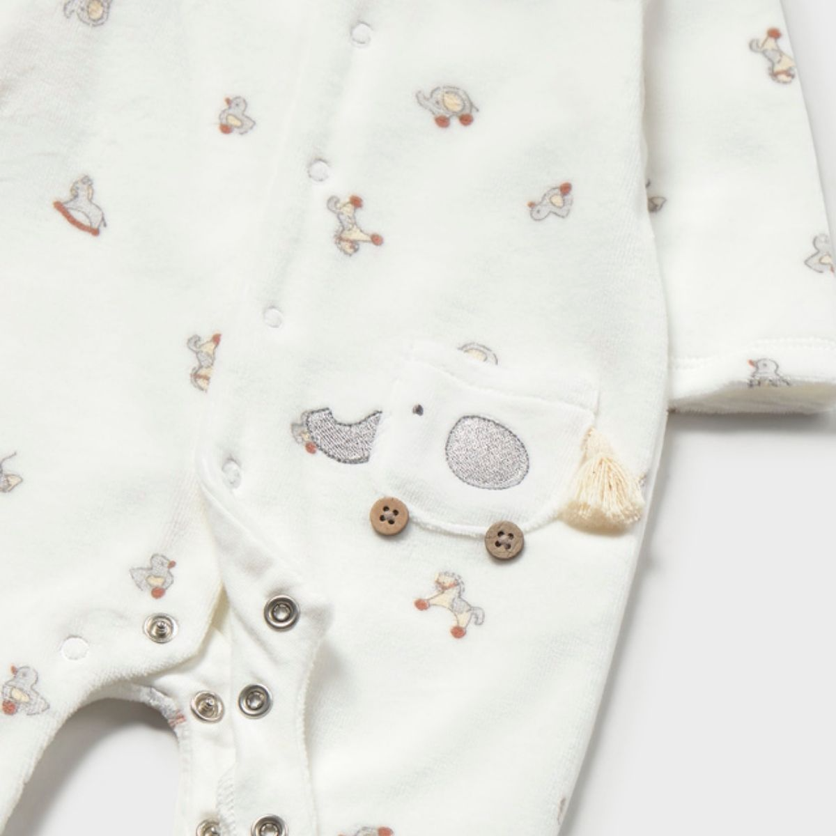 Neutral Velour Footed Set with Duck & Toy Print - Image 4