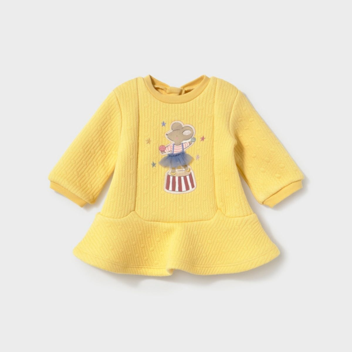 Sweet Yellow Quilted Dress with Ballerina Mouse