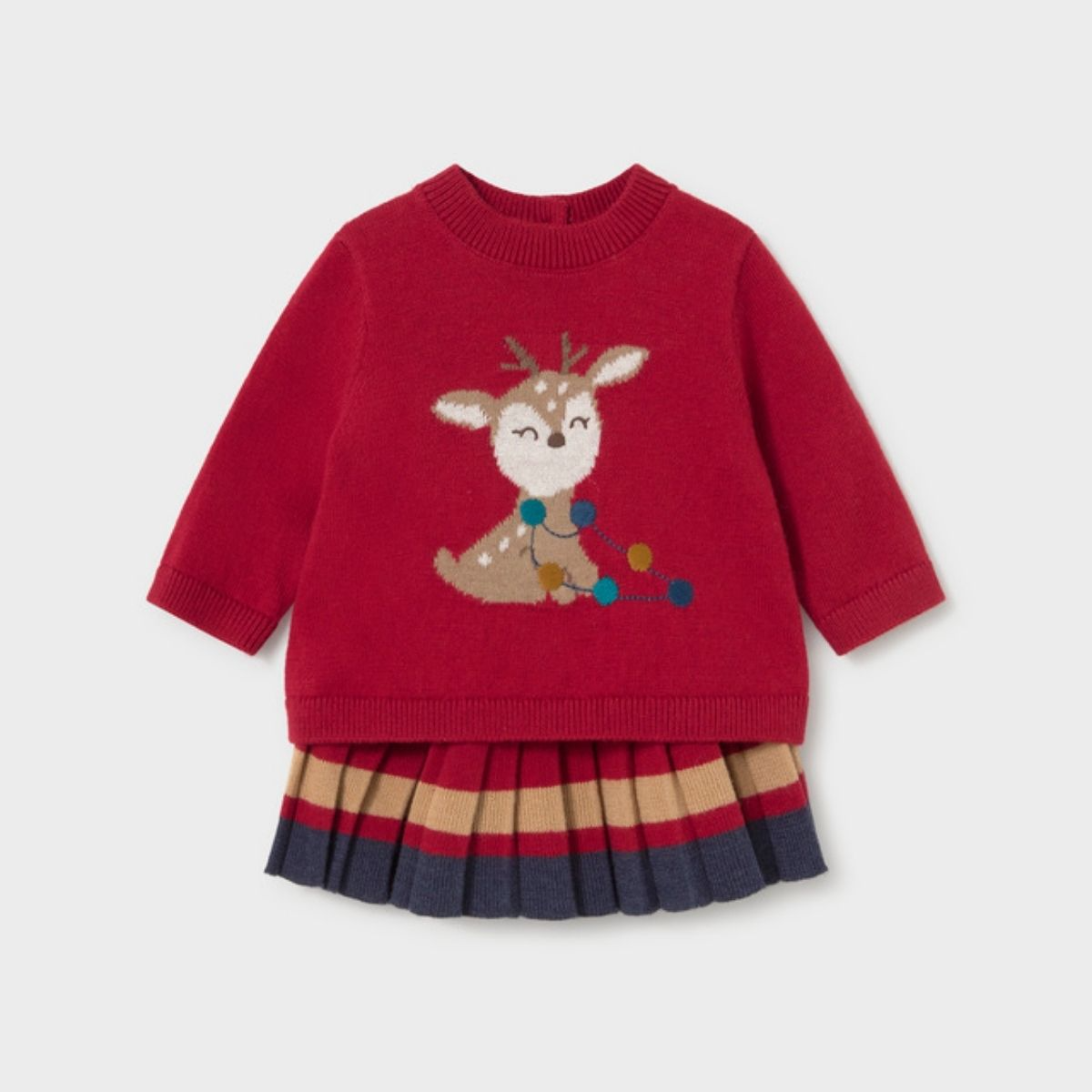 Sweet Little Deer Knit Sweater & Pleated Skirt Set