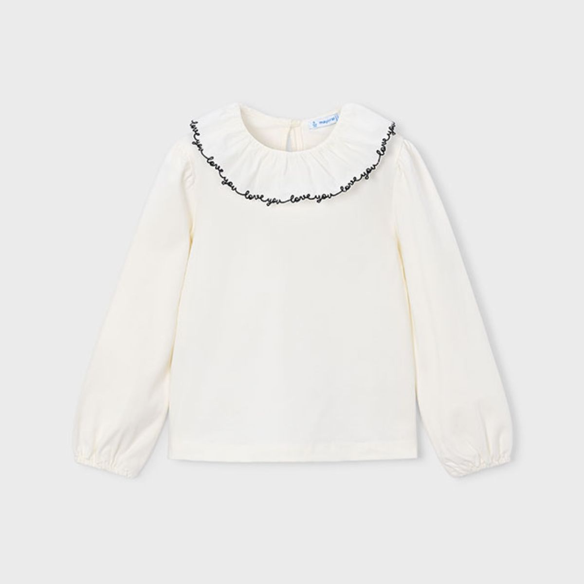 Love You Black Embroidered Collar Blouse