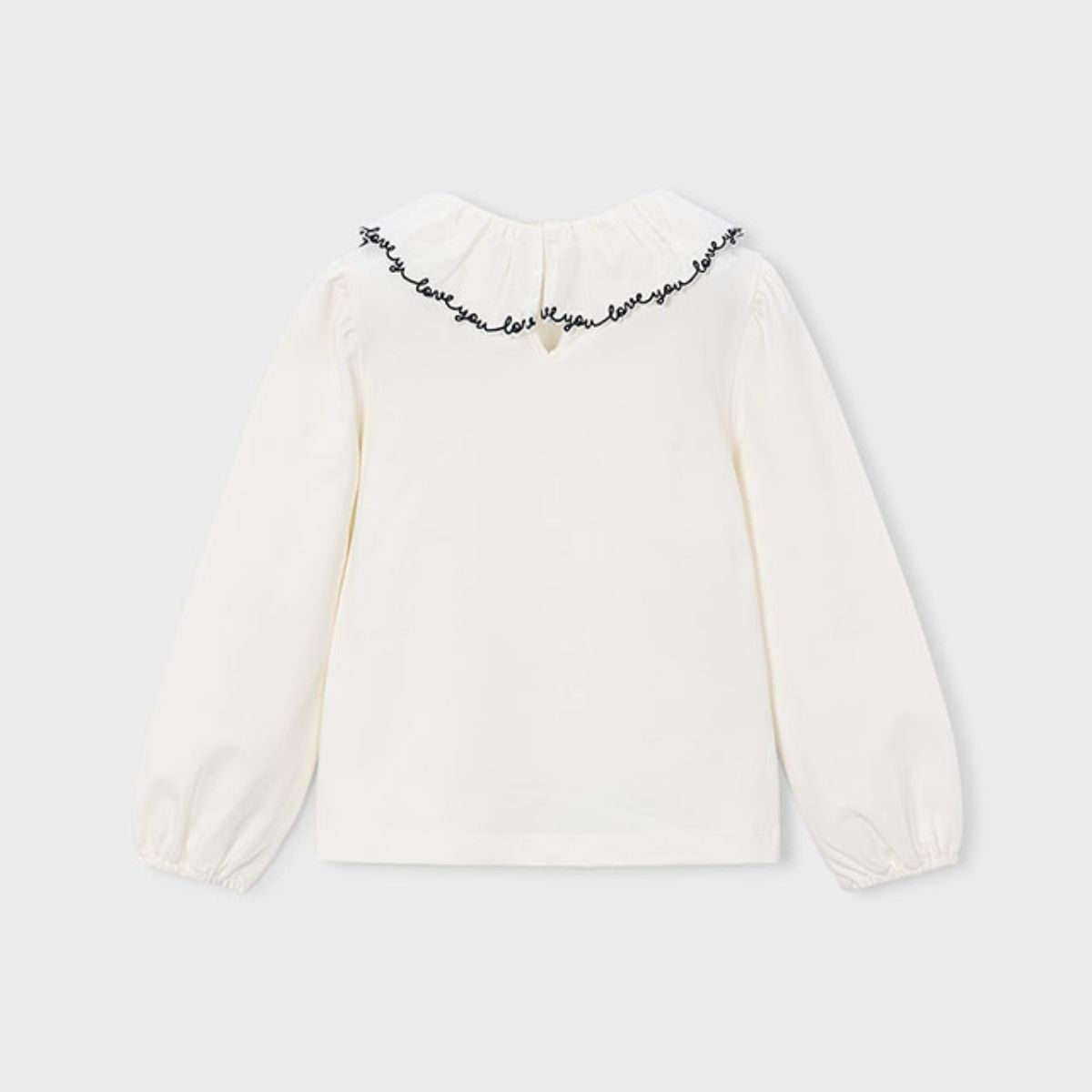 Love You Black Embroidered Collar Blouse - Image 2