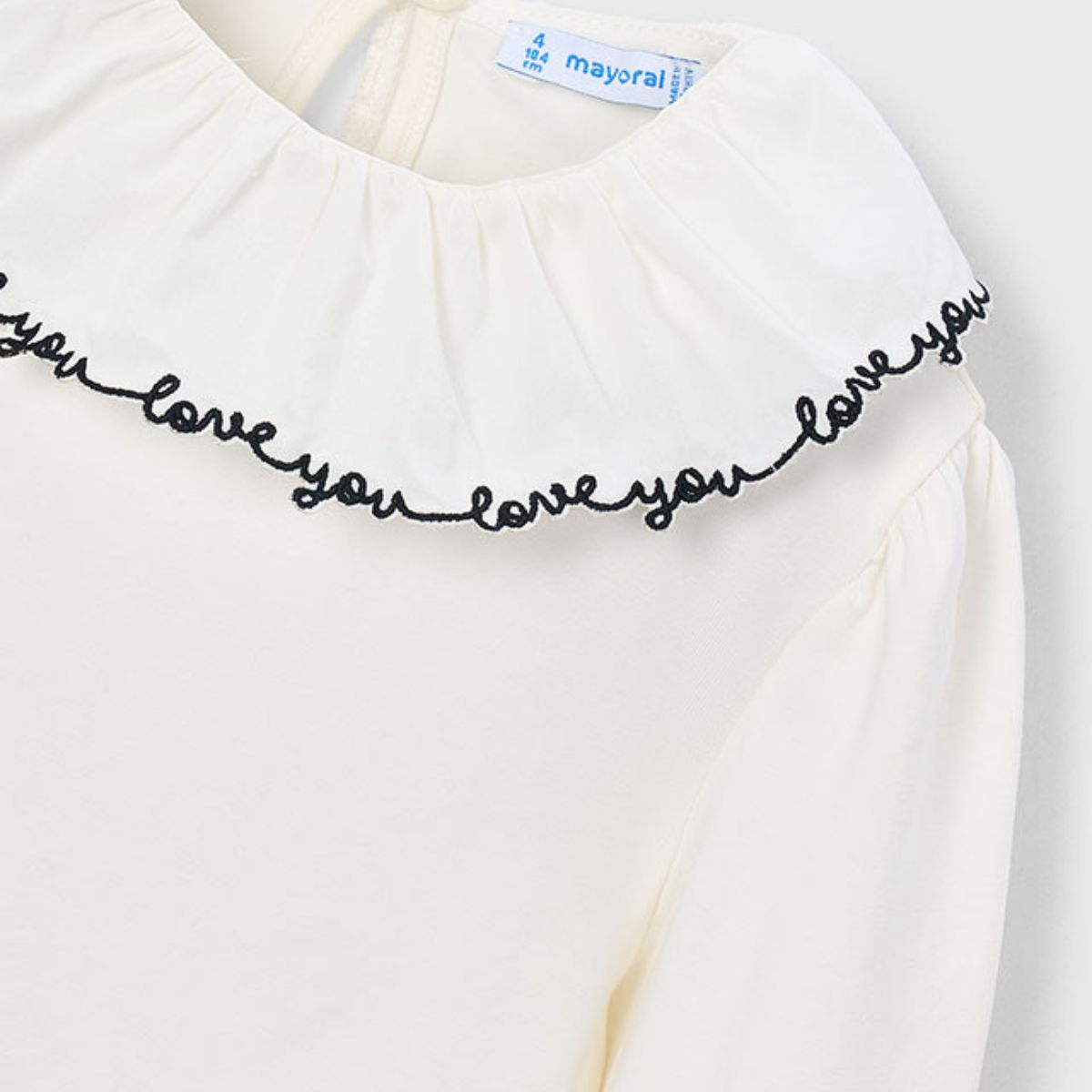 Love You Black Embroidered Collar Blouse - Image 3