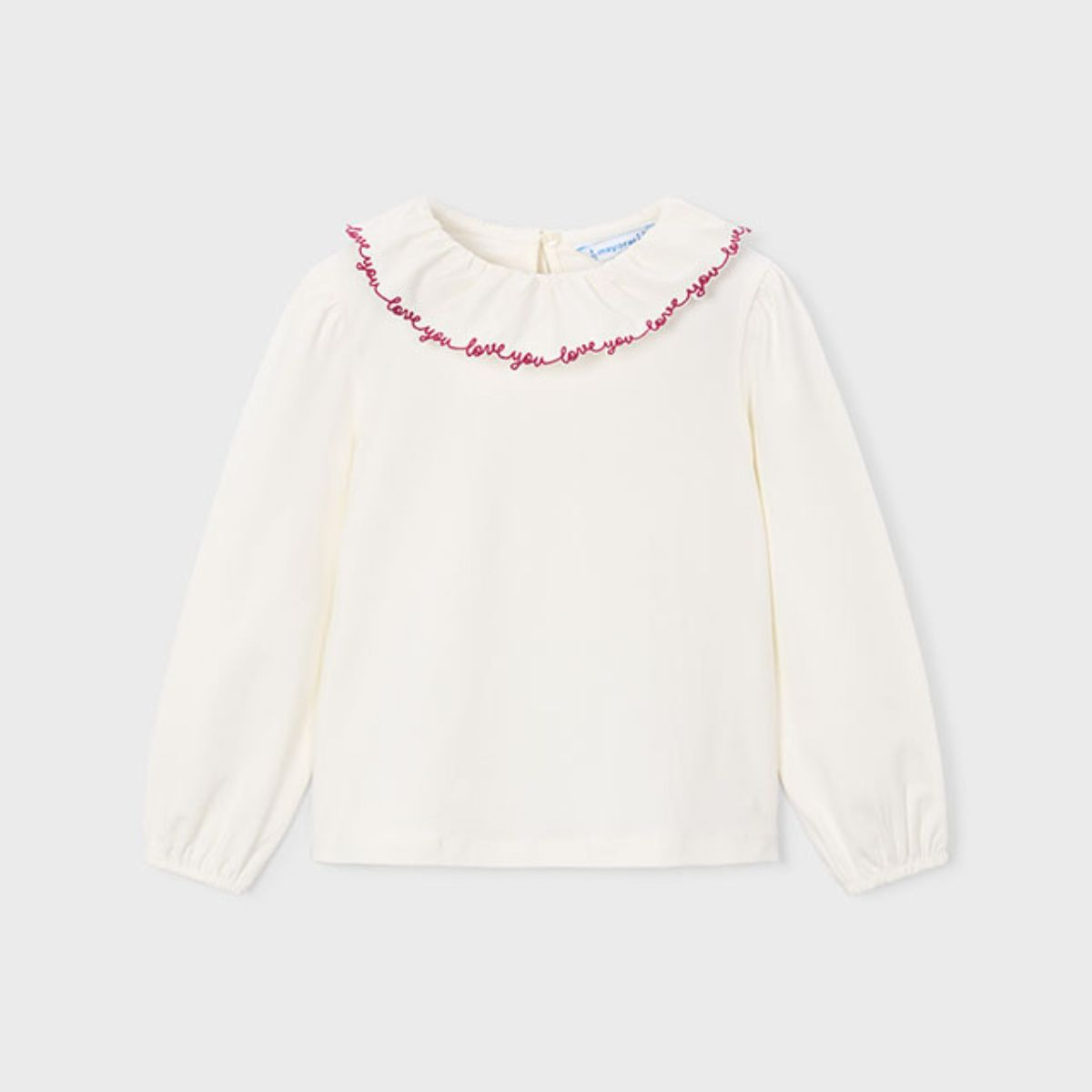 Love You Red Embroidered Collar Blouse