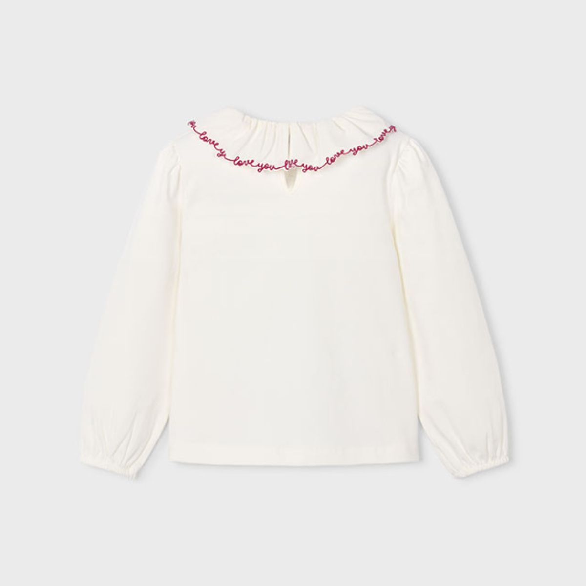 Love You Red Embroidered Collar Blouse - Image 2