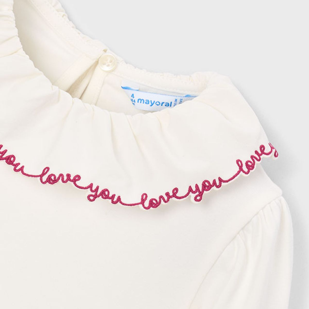 Love You Red Embroidered Collar Blouse - Image 3