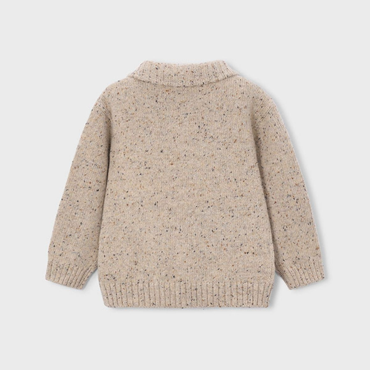 Beige Flecked Tweed Zip-Up Knitted Cardigan Jacket - Image 2