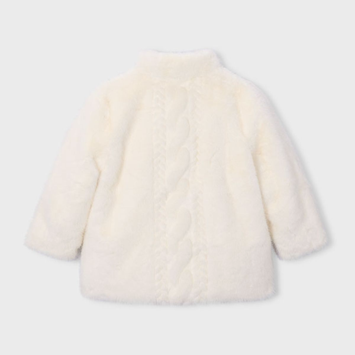 Cream Cable-Texture Faux Fur Coat - Image 2
