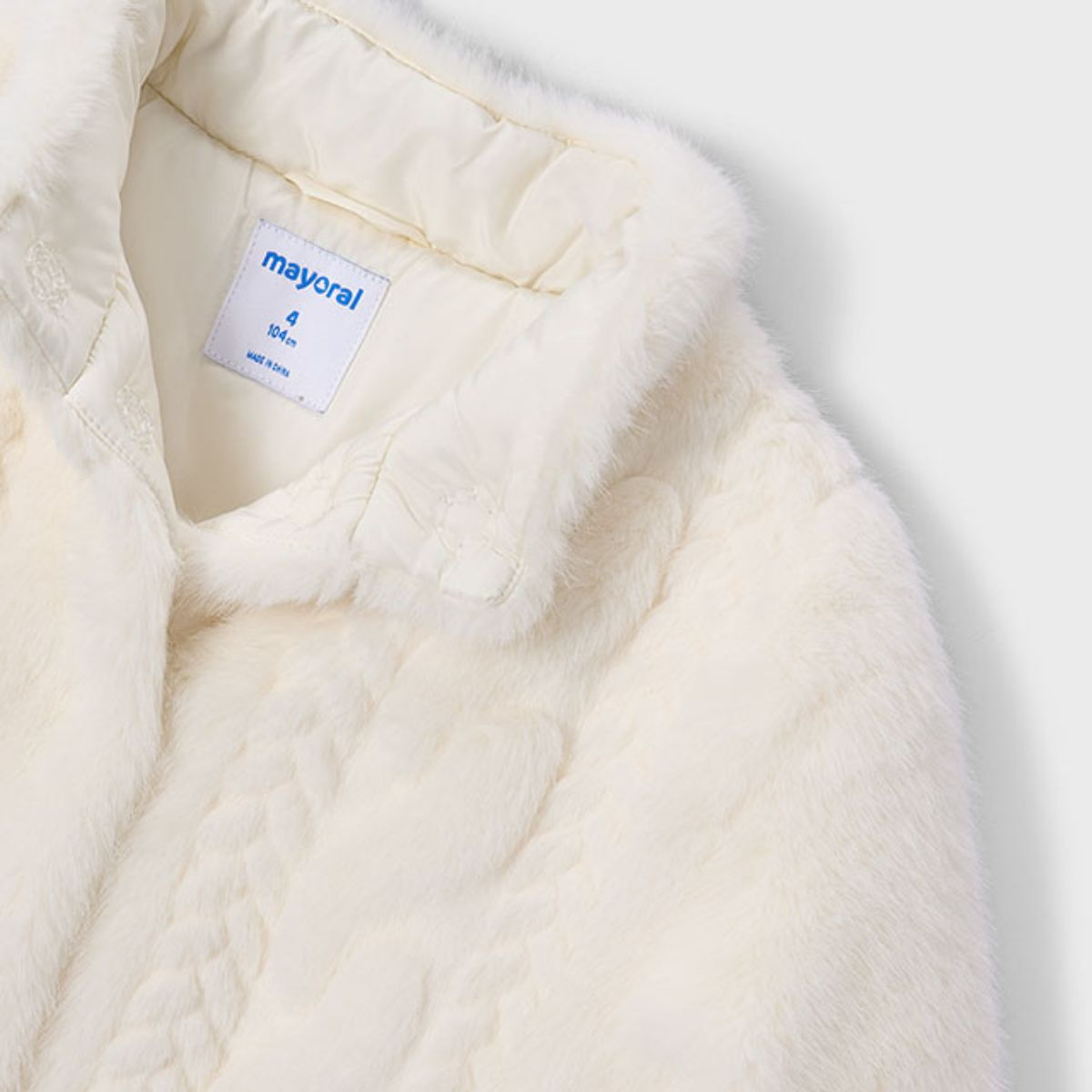 Cream Cable-Texture Faux Fur Coat - Image 3