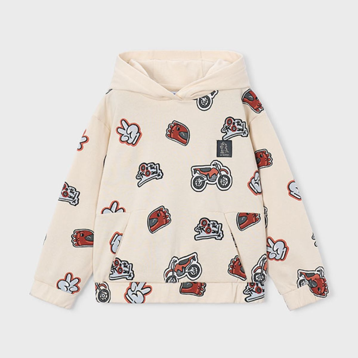 Cream Motorcycle Graphic Hoodie