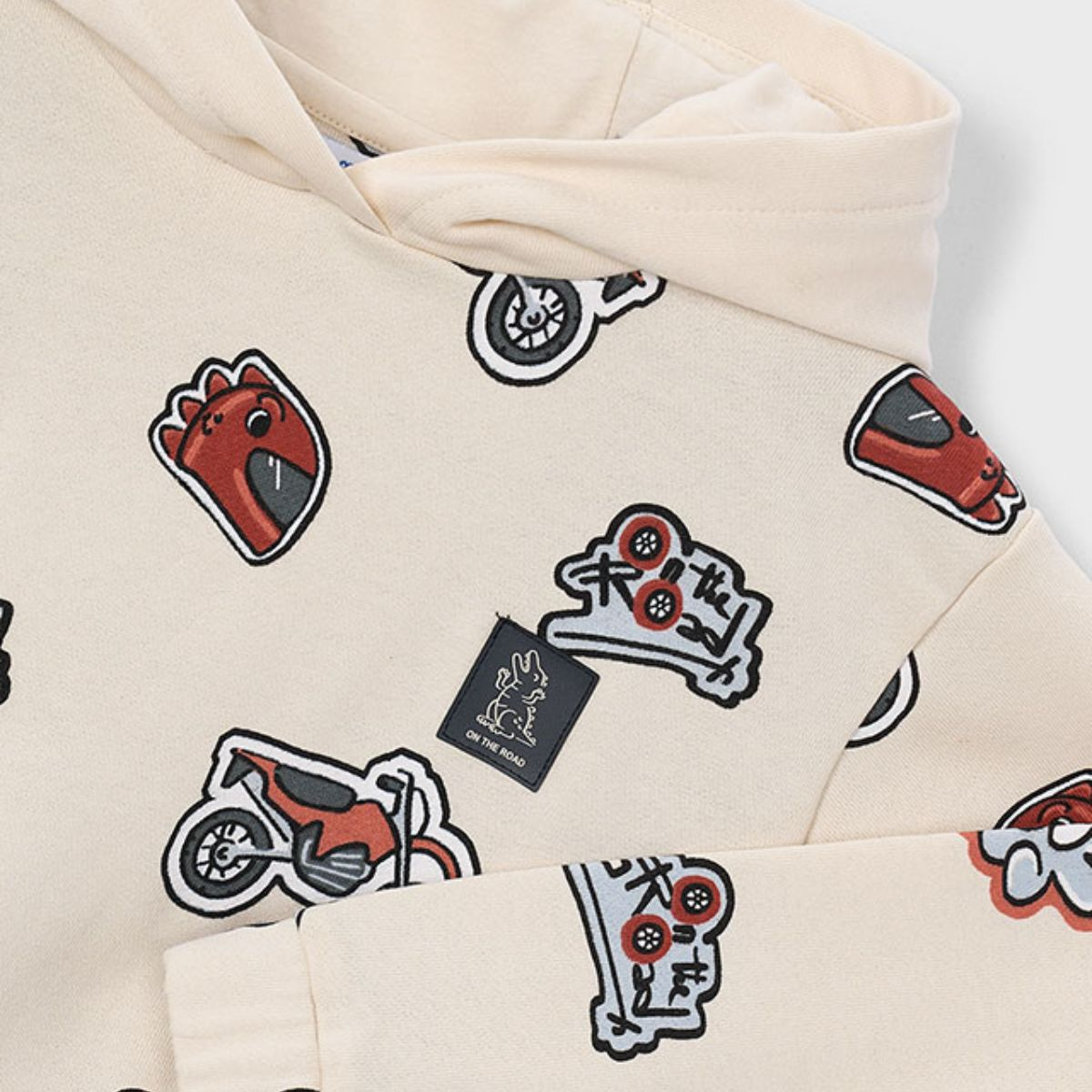 Cream Motorcycle Graphic Hoodie - Image 3